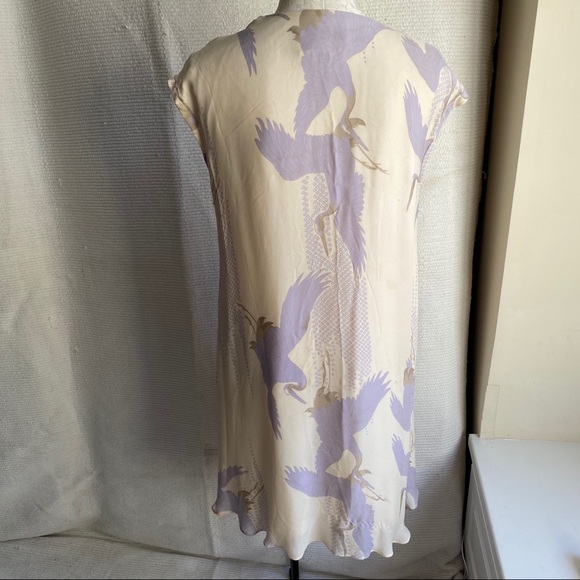 Y2K Reformation OG OS Silk Vintage 90s Crane Print Dress - Picture 5 of 8
